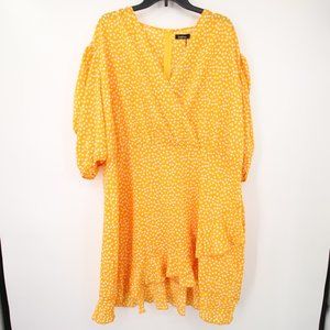 Boohoo Mustard Yellow Daisy Wrap Dress Size 18 New with Tags